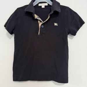 Burberry Navy Polo with Signature Check Placket